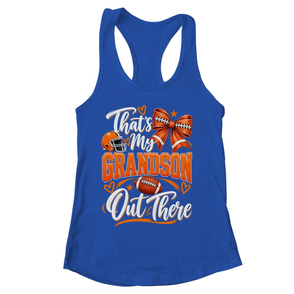 Coquette That's My Grandson Out There Funny Football Grandma Shirt & Tank Top | siriusteestore