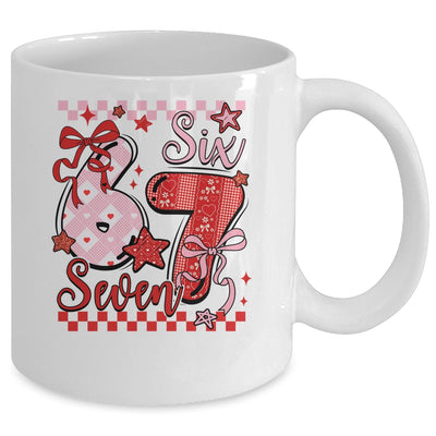 Coquette Valentine 67 Six Seven Preppy Cute Heart Bow Pink Mug | siriusteestore