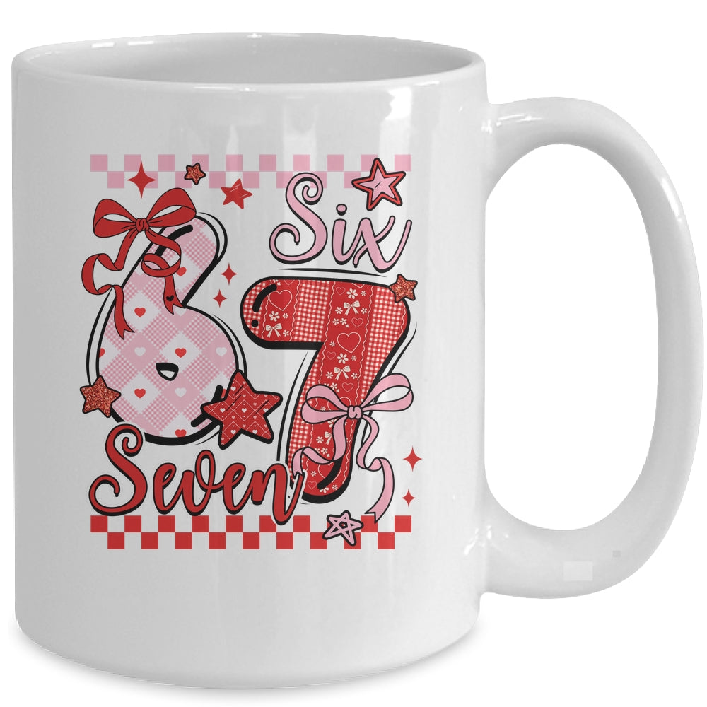 Coquette Valentine 67 Six Seven Preppy Cute Heart Bow Pink Mug | siriusteestore