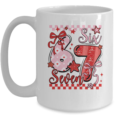 Coquette Valentine 67 Six Seven Preppy Cute Heart Bow Pink Mug | siriusteestore
