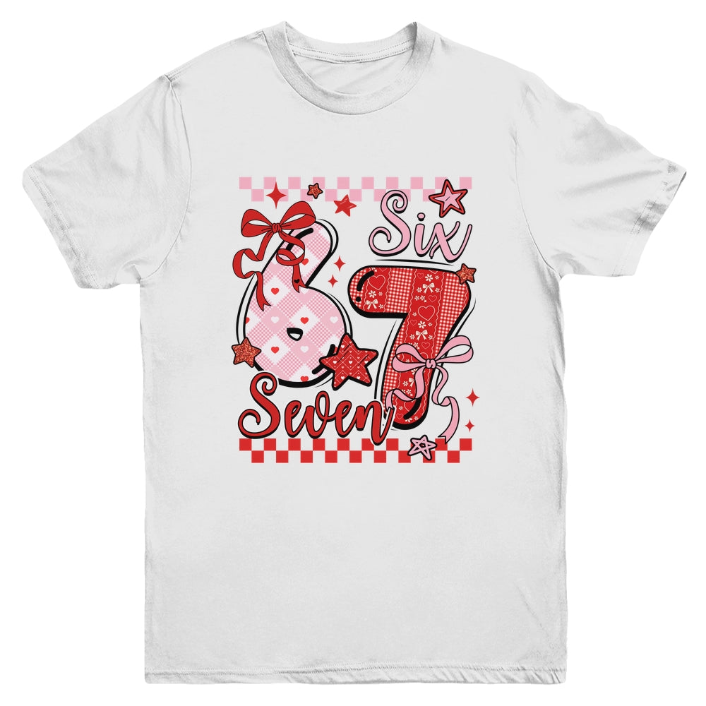 Coquette Valentine 67 Six Seven Preppy Cute Heart Bow Pink Youth Shirt | siriusteestore