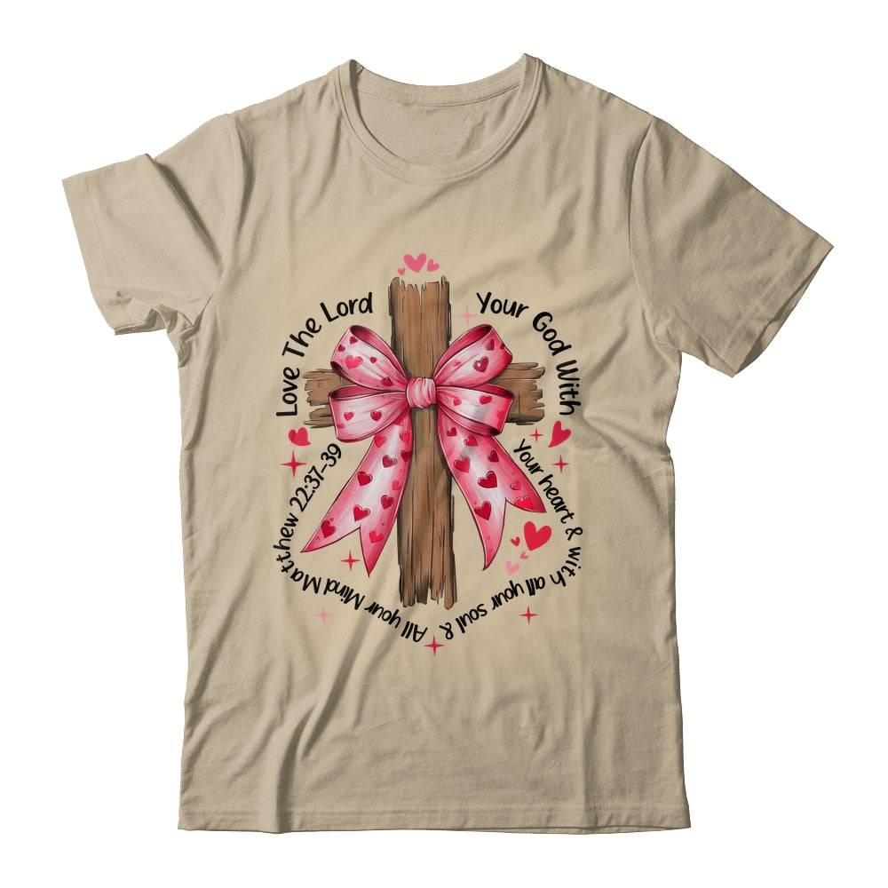 Coquette Valentine Jesus Valentine Bow Bible Verse Valentine Shirt & Sweatshirt | siriusteestore