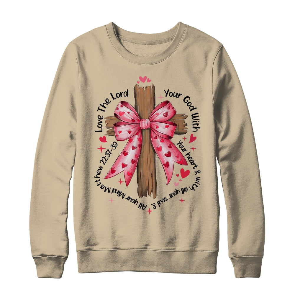 Coquette Valentine Jesus Valentine Bow Bible Verse Valentine Shirt & Sweatshirt | siriusteestore