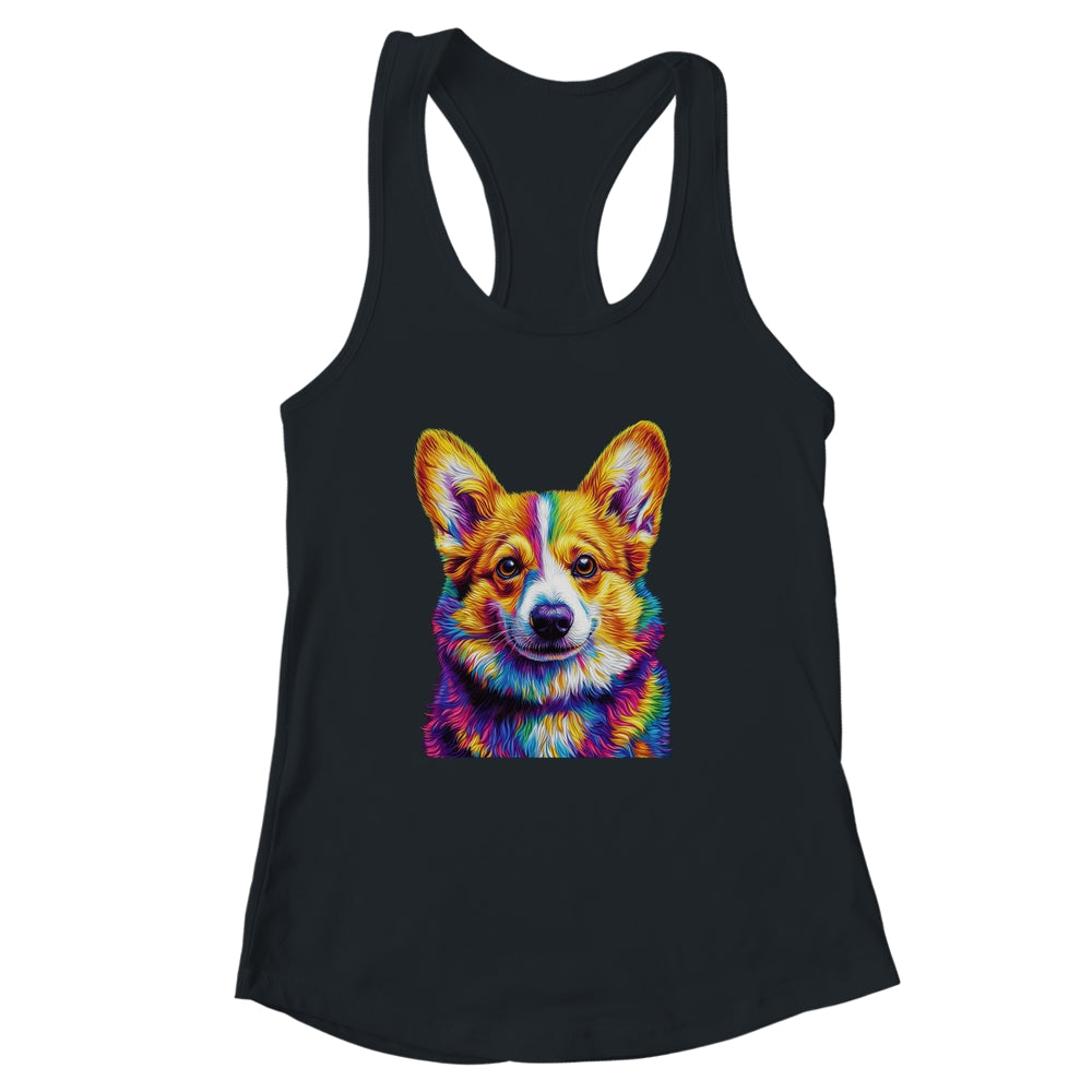 Corgi Dog Colorful Face Dog Lover Men Women Shirt & Tank Top | siriusteestore
