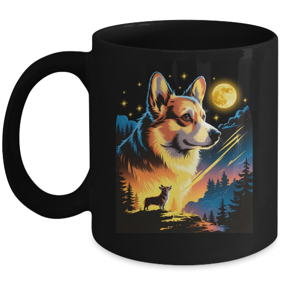 Corgi Howling To The Moon Vintage 90s Funny Dog Graphic Mug | siriusteestore