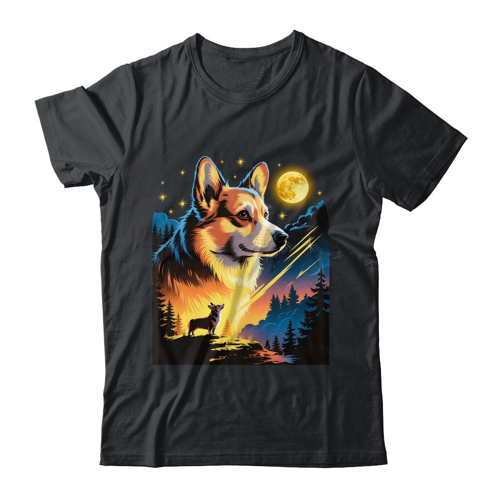 Corgi Howling To The Moon Vintage 90s Funny Dog Graphic Shirt & Hoodie | siriusteestore