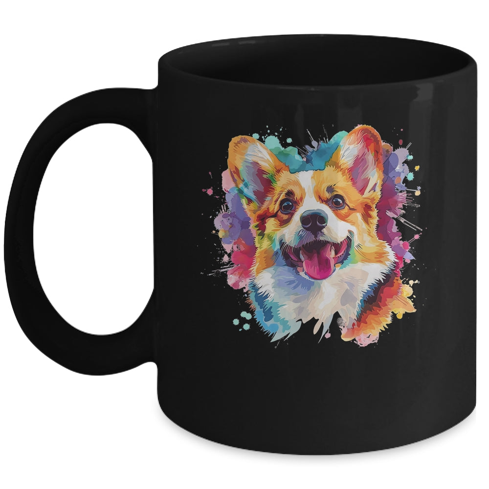 Corgi Mom Lover Puppy Dog Watercolor Tie Dye Painting Mug | siriusteestore