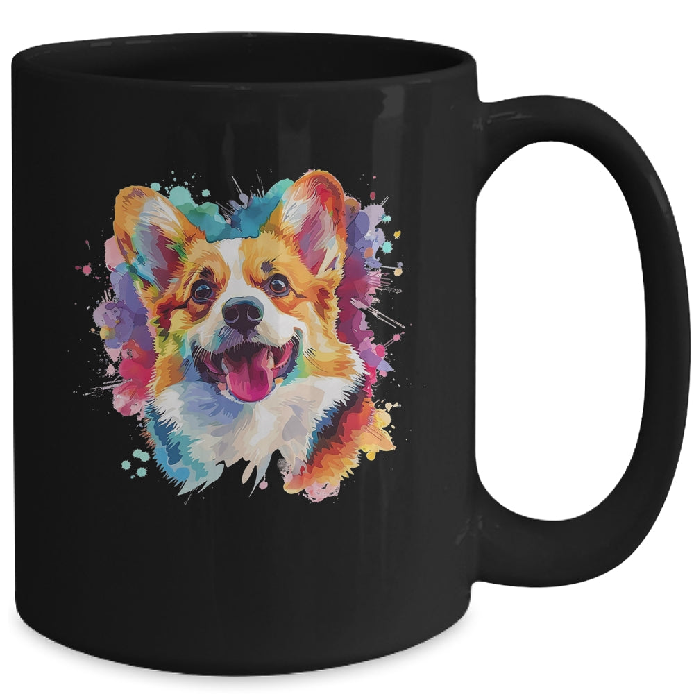 Corgi Mom Lover Puppy Dog Watercolor Tie Dye Painting Mug | siriusteestore