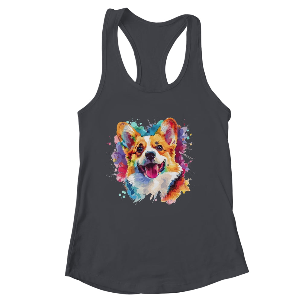Corgi Mom Lover Puppy Dog Watercolor Tie Dye Painting Shirt & Tank Top | siriusteestore