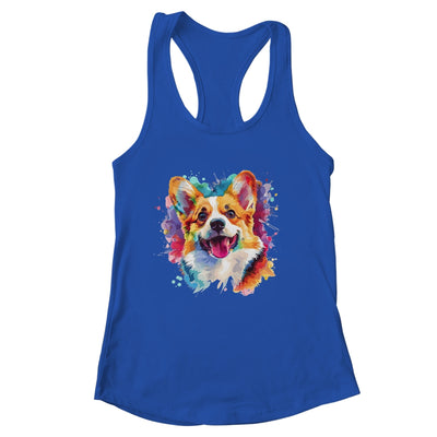 Corgi Mom Lover Puppy Dog Watercolor Tie Dye Painting Shirt & Tank Top | siriusteestore