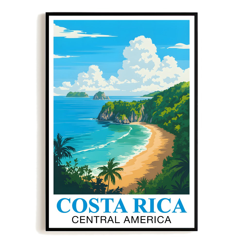 Costa Rica Vintage Travel Poster Tropical Beach Paradise Central America Souvenir Wall Art Landscape Print Ideal For Home Office Living Room Bedroom Decor Unframed | siriusteestore