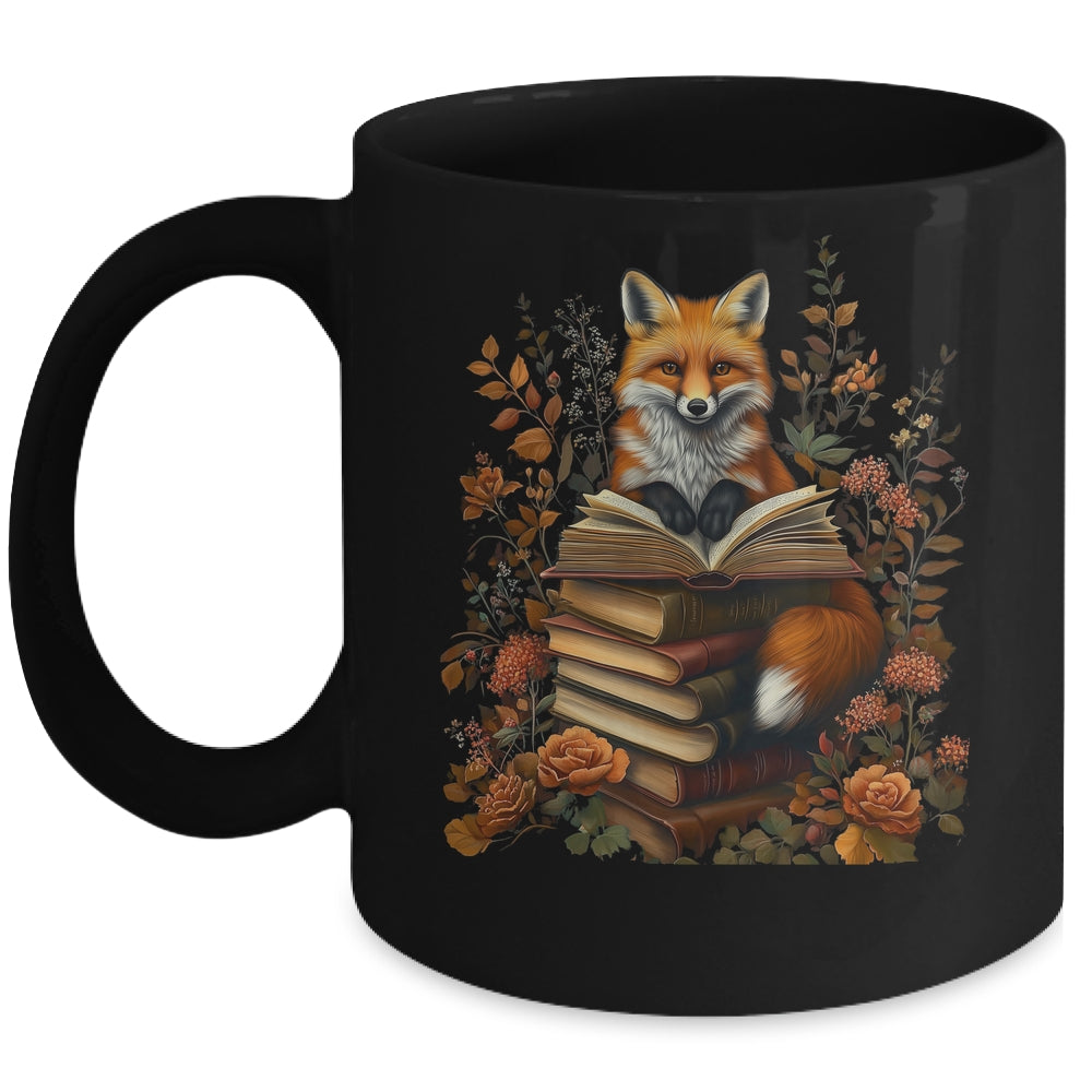 Cottagecore Aesthetic Floral Fox With Book Cute Goblincore Mug | siriusteestore