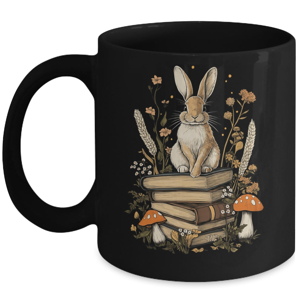 Cottagecore Aesthetic Rabbit Reading Book Lover Women Art Mug | siriusteestore