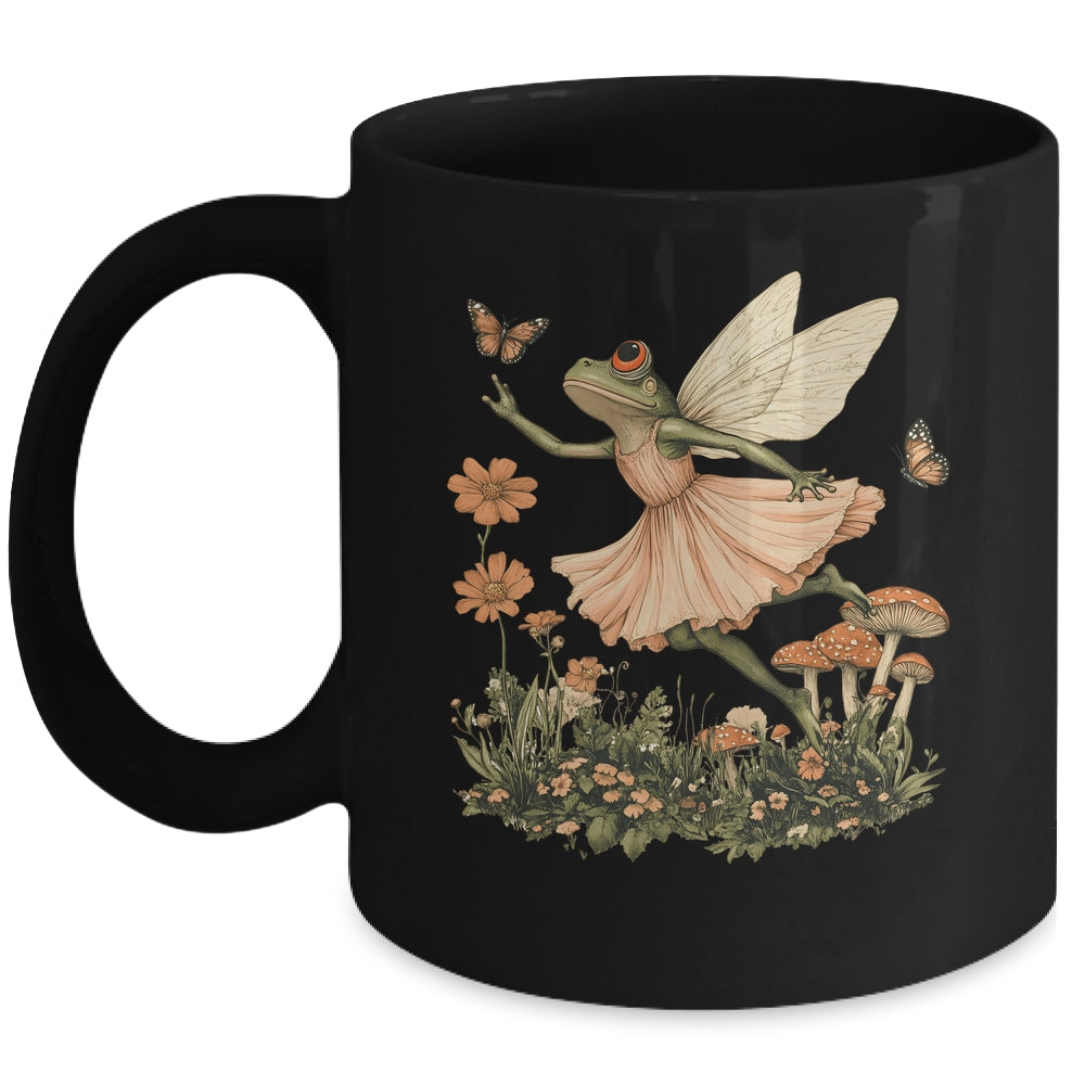 Cottagecore Aesthetic Vintage Fairy Frog Dancing Women Girls Mug | siriusteestore