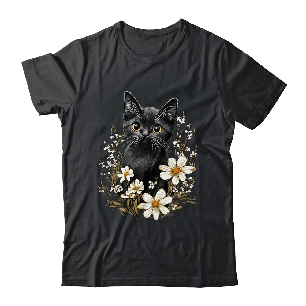 Cottagecore Black Cat Lover Flowers Women Girls Kids Shirt & Tank Top | siriusteestore