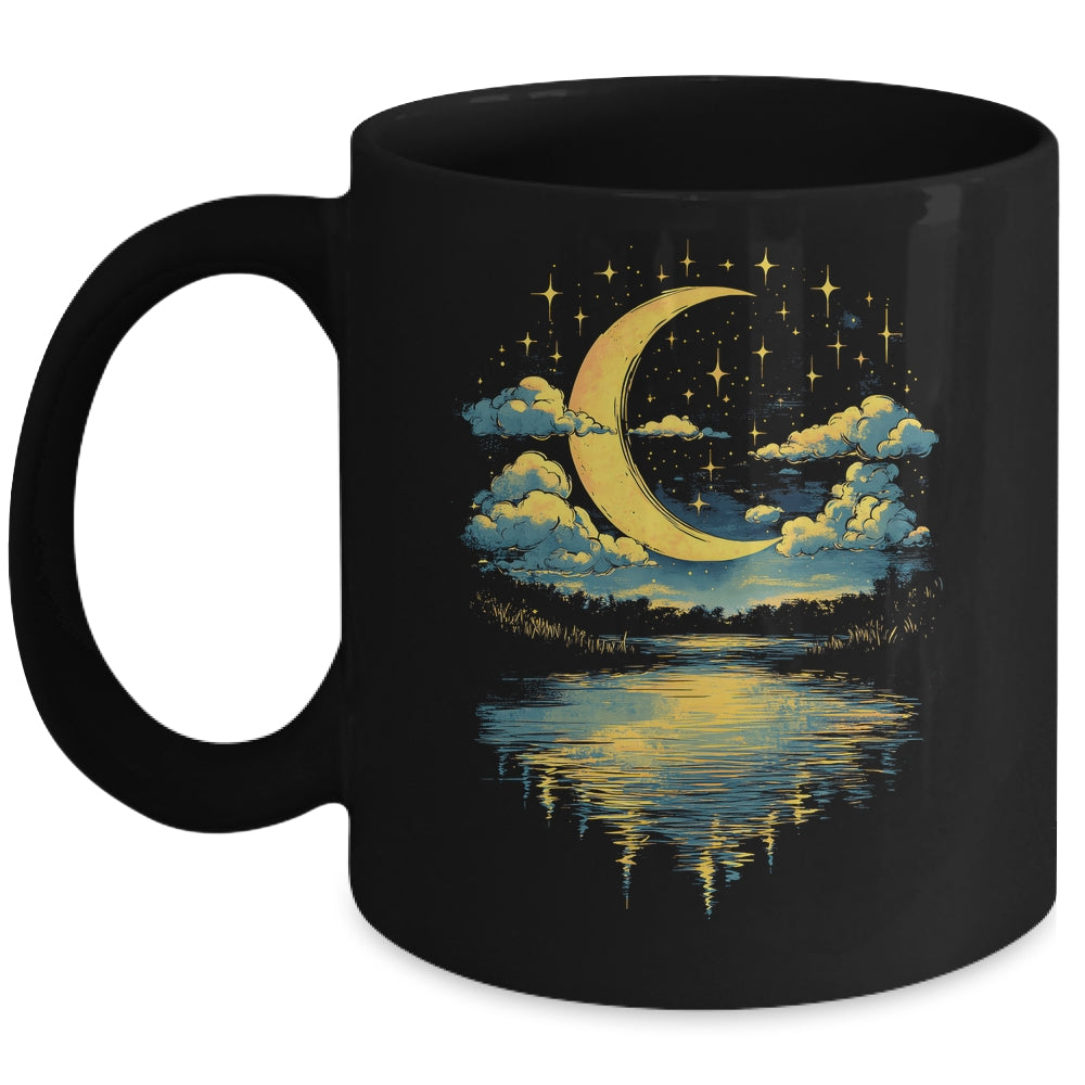 Cottagecore Boho Aesthetic Celestial Vintage Half Moon Water Mug | siriusteestore