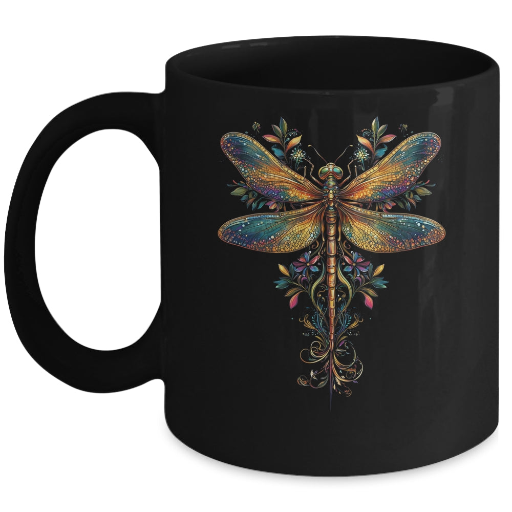 Cottagecore Floral Aesthetic Graphic Dragonfly Women Girls Mug | siriusteestore
