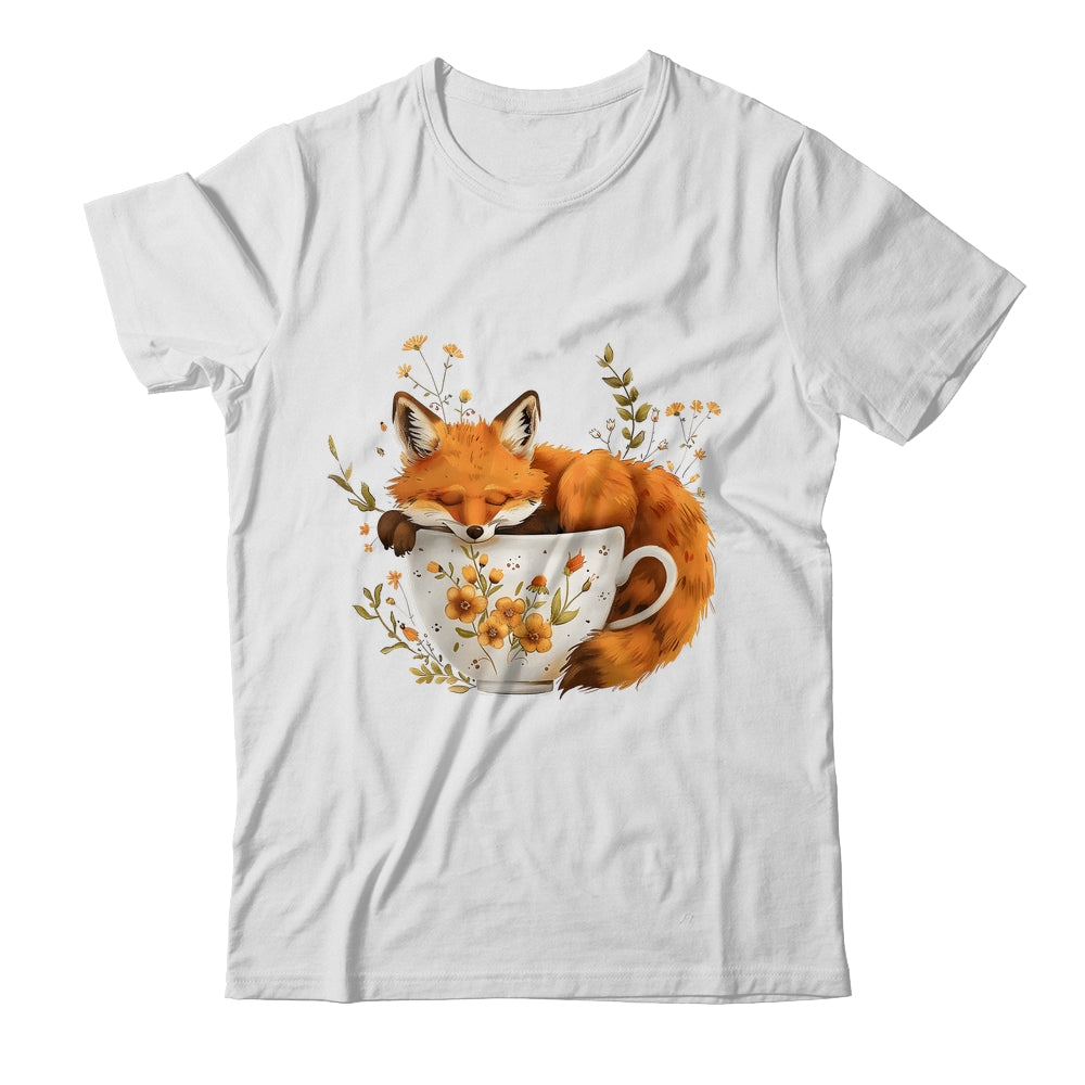 Cottagecore Floral Cute Fox Tea Cup Aesthetic Art Women Girl Shirt & Tank Top | siriusteestore