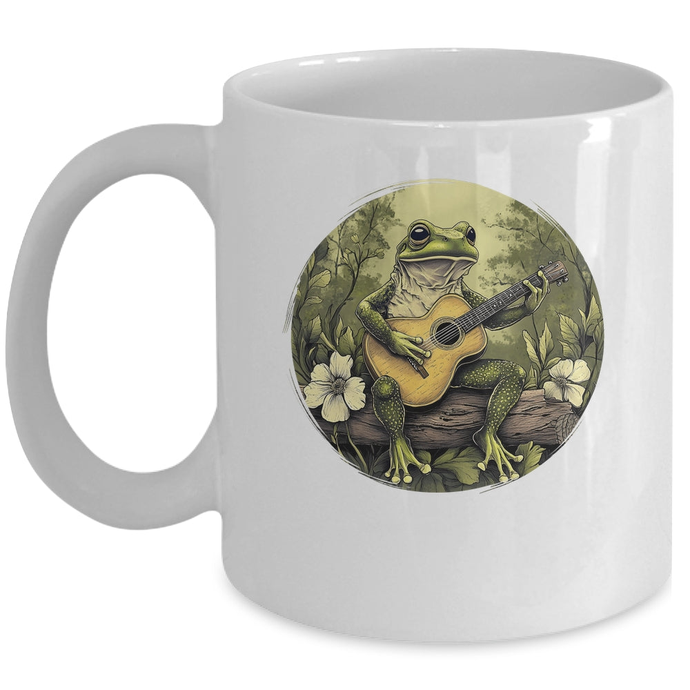 Cottagecore Frog With Acoustic Guitar Lover Women Aesthetic Mug | siriusteestore