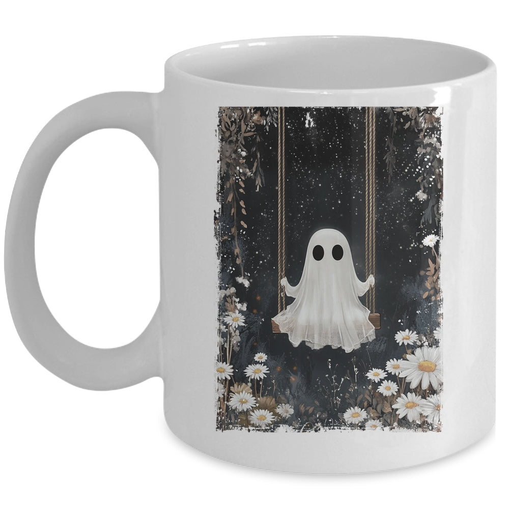 Cottagecore Ghost Swing Floral Aesthetic Halloween Spooky Mug | siriusteestore
