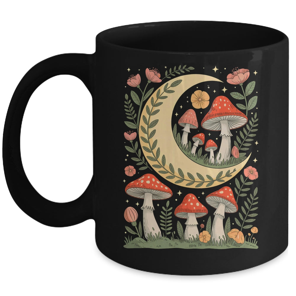 Cottagecore Mushroom Moon Flowers Aesthetic Women Girls Mug | siriusteestore
