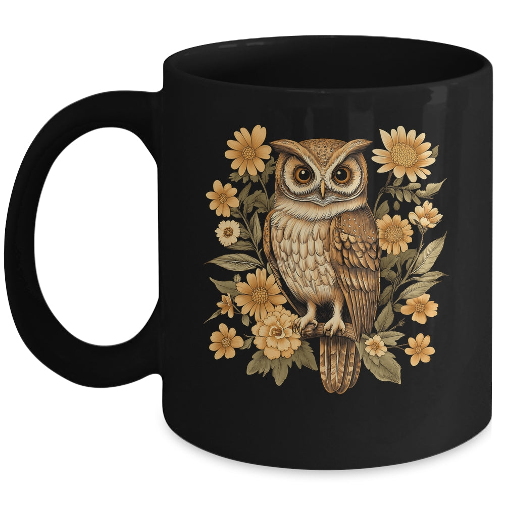Cottagecore Owl Floral Nature LoverAesthetic Flowers Women Mug | siriusteestore