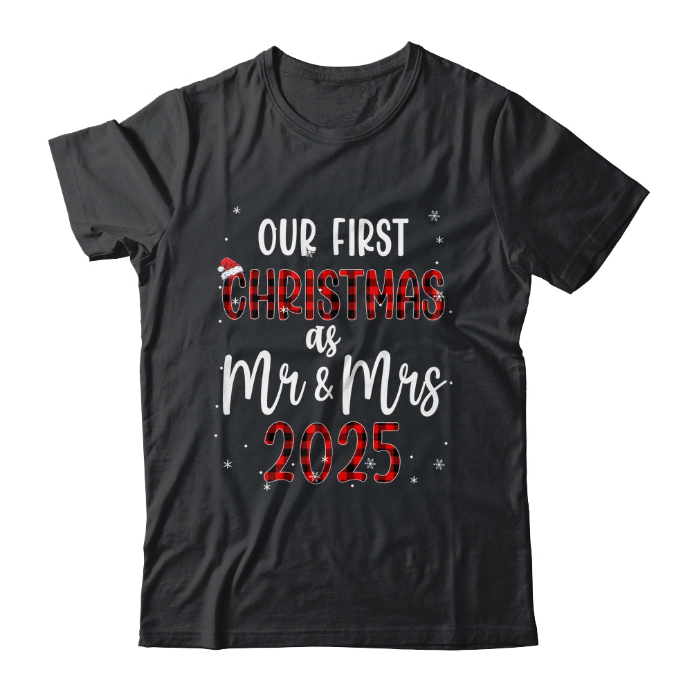 Couple Wife Husband Our First Christmas As Mr And Mrs 2025 Shirt & Sweatshirt | siriusteestore