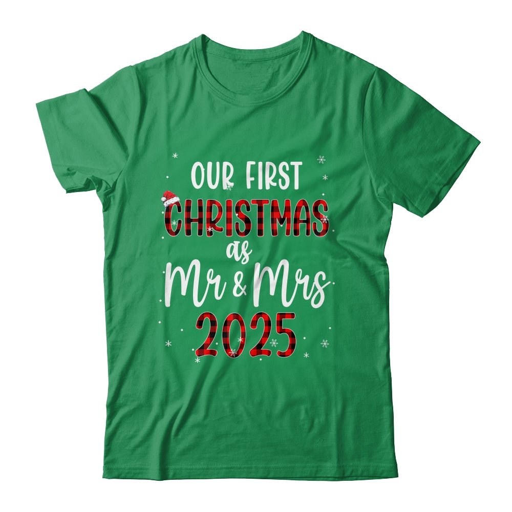 Couple Wife Husband Our First Christmas As Mr And Mrs 2025 Shirt & Sweatshirt | siriusteestore