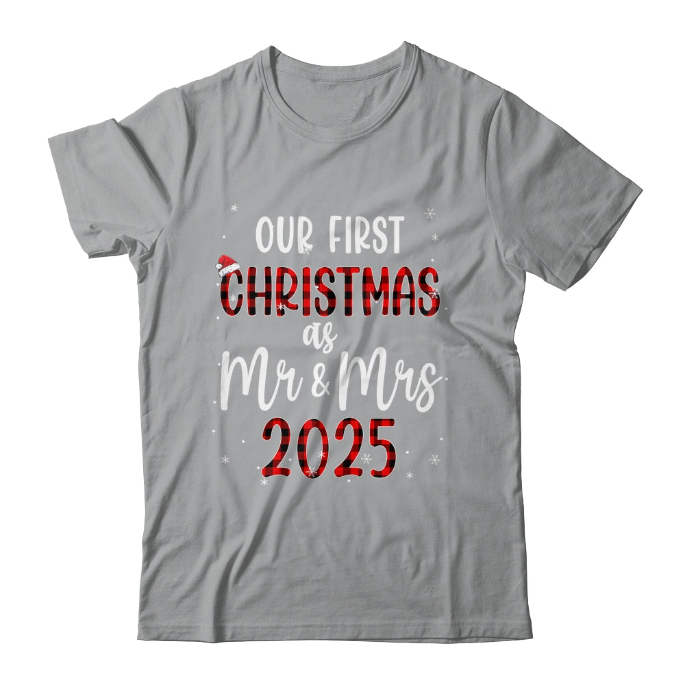Couple Wife Husband Our First Christmas As Mr And Mrs 2025 Shirt & Sweatshirt | siriusteestore