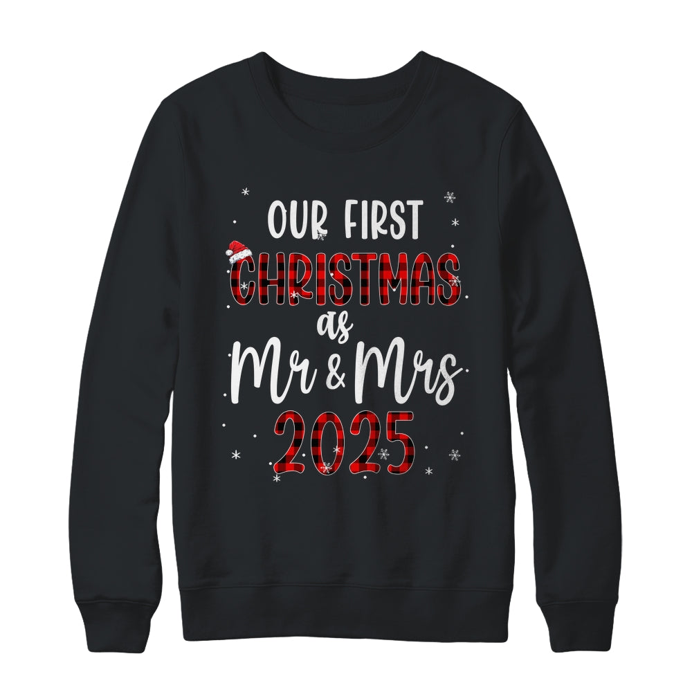 Couple Wife Husband Our First Christmas As Mr And Mrs 2025 Shirt & Sweatshirt | siriusteestore