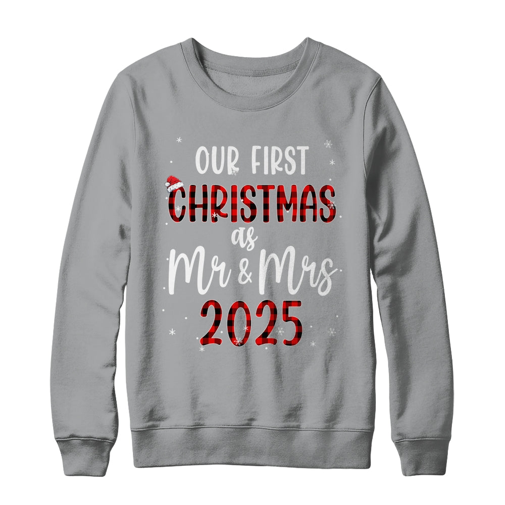 Couple Wife Husband Our First Christmas As Mr And Mrs 2025 Shirt & Sweatshirt | siriusteestore