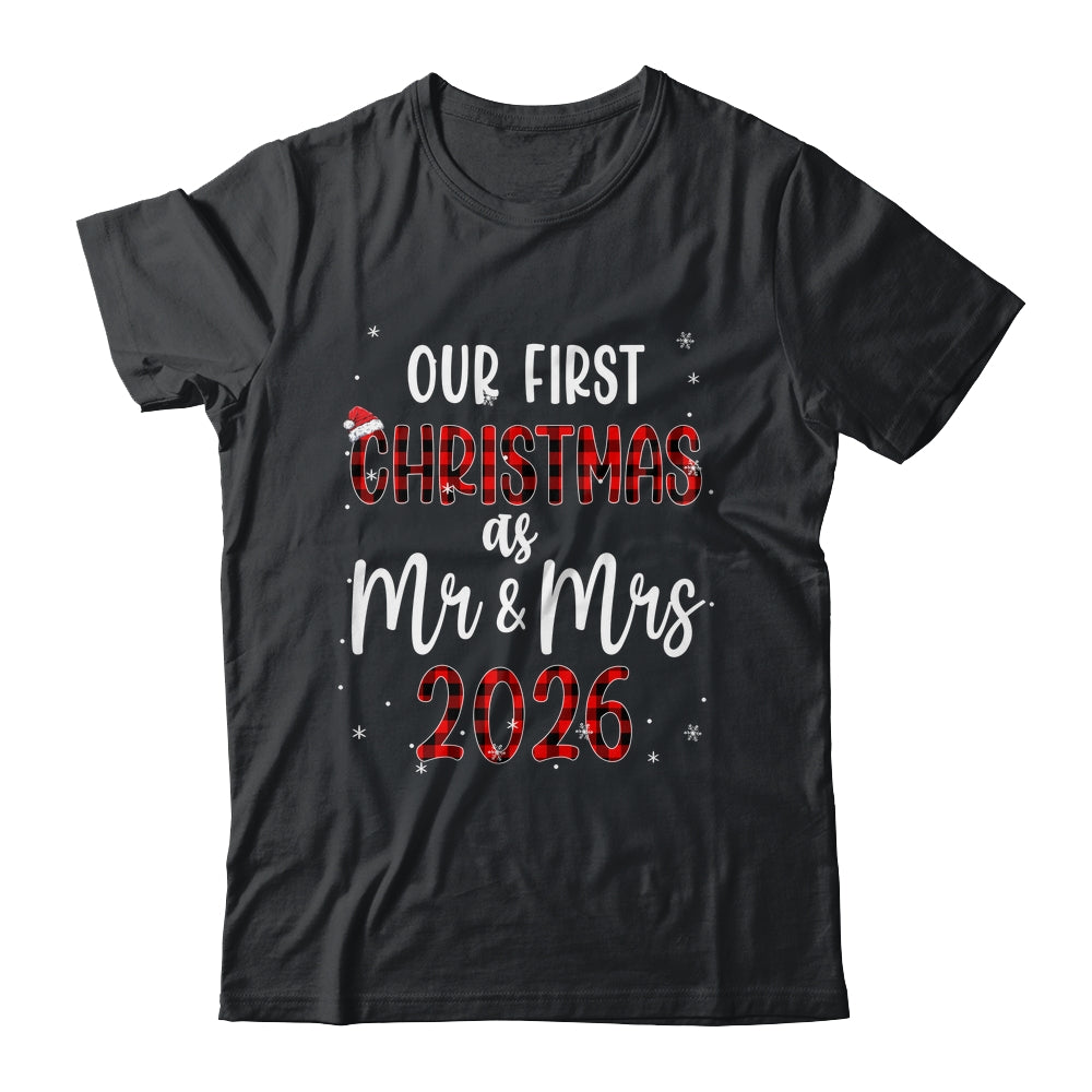 Couple Wife Husband Our First Christmas As Mr And Mrs 2026 Shirt & Sweatshirt | siriusteestore