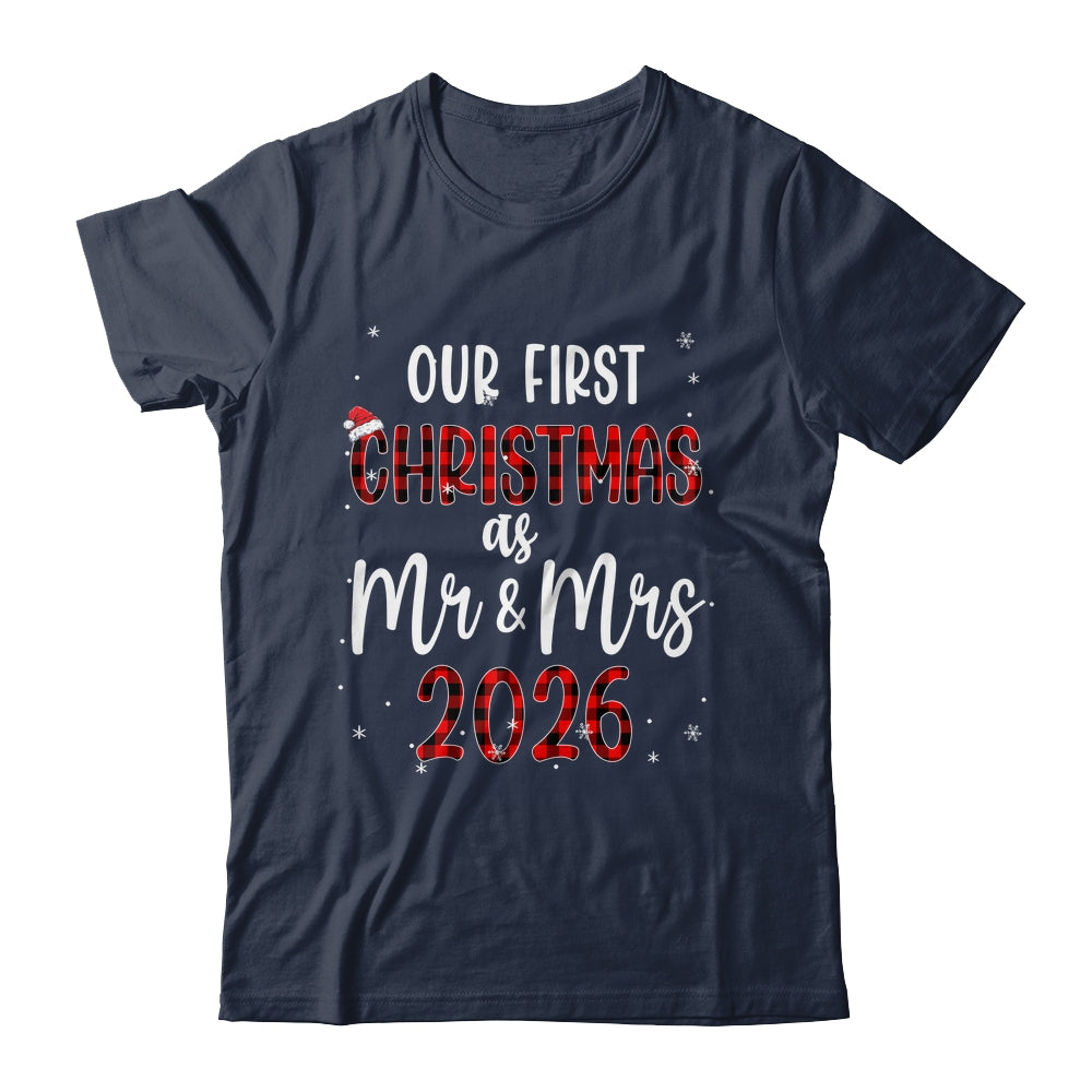 Couple Wife Husband Our First Christmas As Mr And Mrs 2026 Shirt & Sweatshirt | siriusteestore