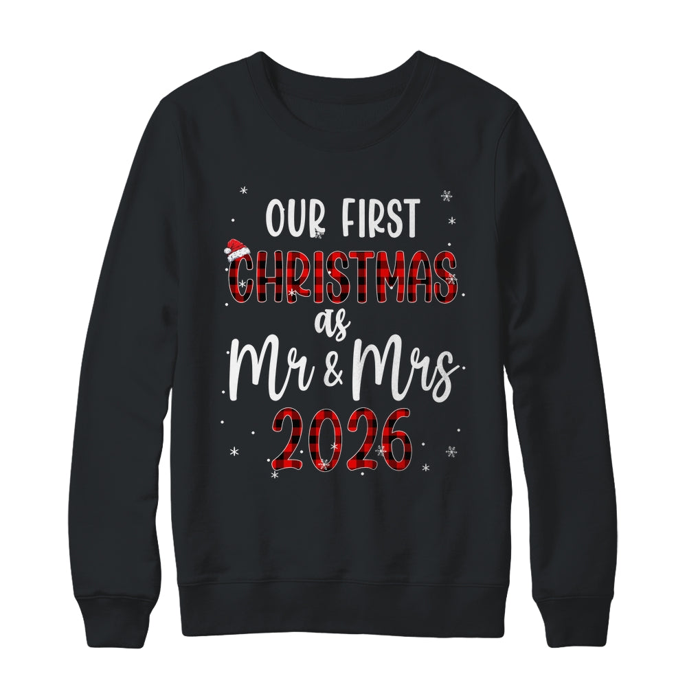 Couple Wife Husband Our First Christmas As Mr And Mrs 2026 Shirt & Sweatshirt | siriusteestore