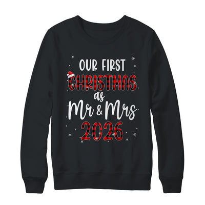 Couple Wife Husband Our First Christmas As Mr And Mrs 2026 Shirt & Sweatshirt | siriusteestore