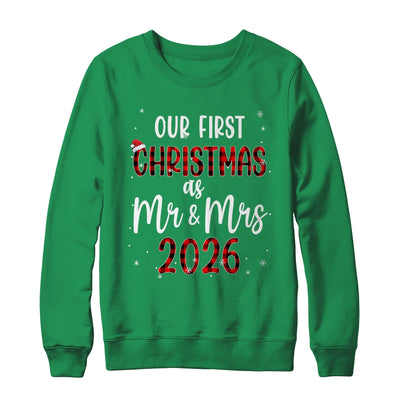 Couple Wife Husband Our First Christmas As Mr And Mrs 2026 Shirt & Sweatshirt | siriusteestore