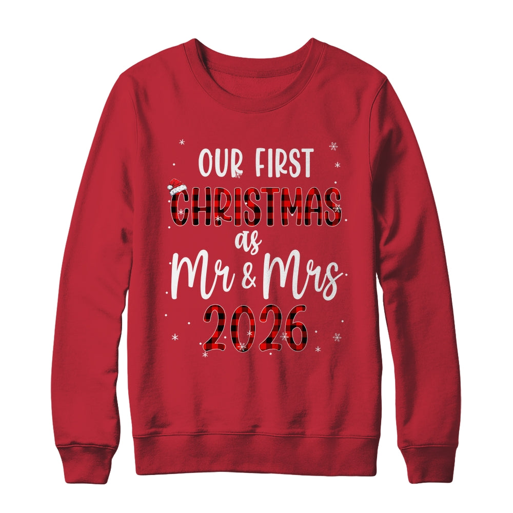 Couple Wife Husband Our First Christmas As Mr And Mrs 2026 Shirt & Sweatshirt | siriusteestore