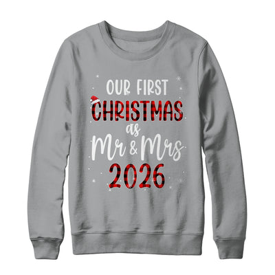 Couple Wife Husband Our First Christmas As Mr And Mrs 2026 Shirt & Sweatshirt | siriusteestore