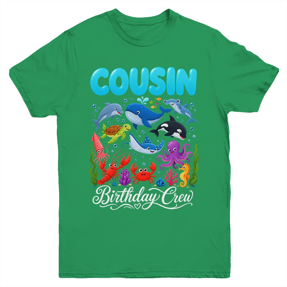Cousin Birthday Crew Ocean Animals Birthday Under Sea Youth Shirt | siriusteestore