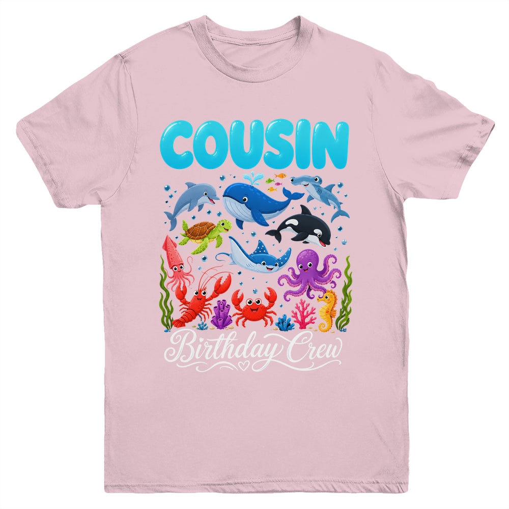 Cousin Birthday Crew Ocean Animals Birthday Under Sea Youth Shirt | siriusteestore