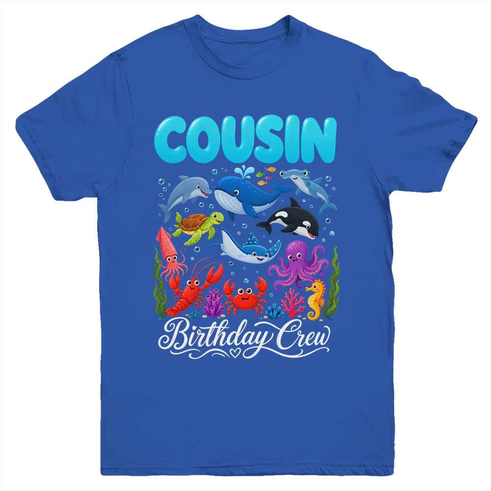 Cousin Birthday Crew Ocean Animals Birthday Under Sea Youth Shirt | siriusteestore