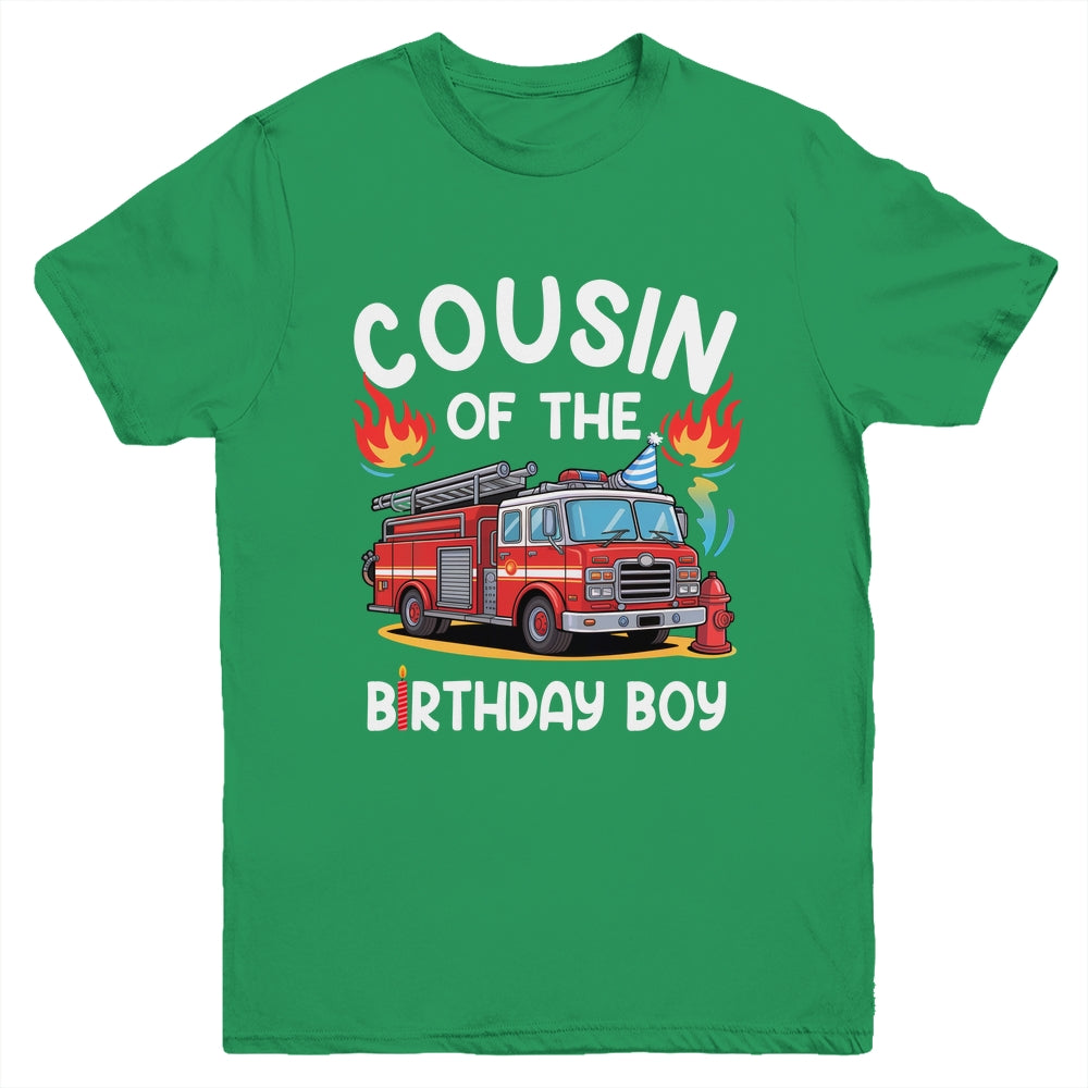 Cousin Of The Birthday Boy Fire Truck Firefighter 1st Party Youth Shirt | siriusteestore