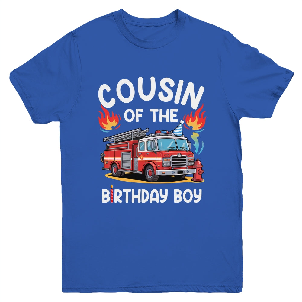Cousin Of The Birthday Boy Fire Truck Firefighter 1st Party Youth Shirt | siriusteestore
