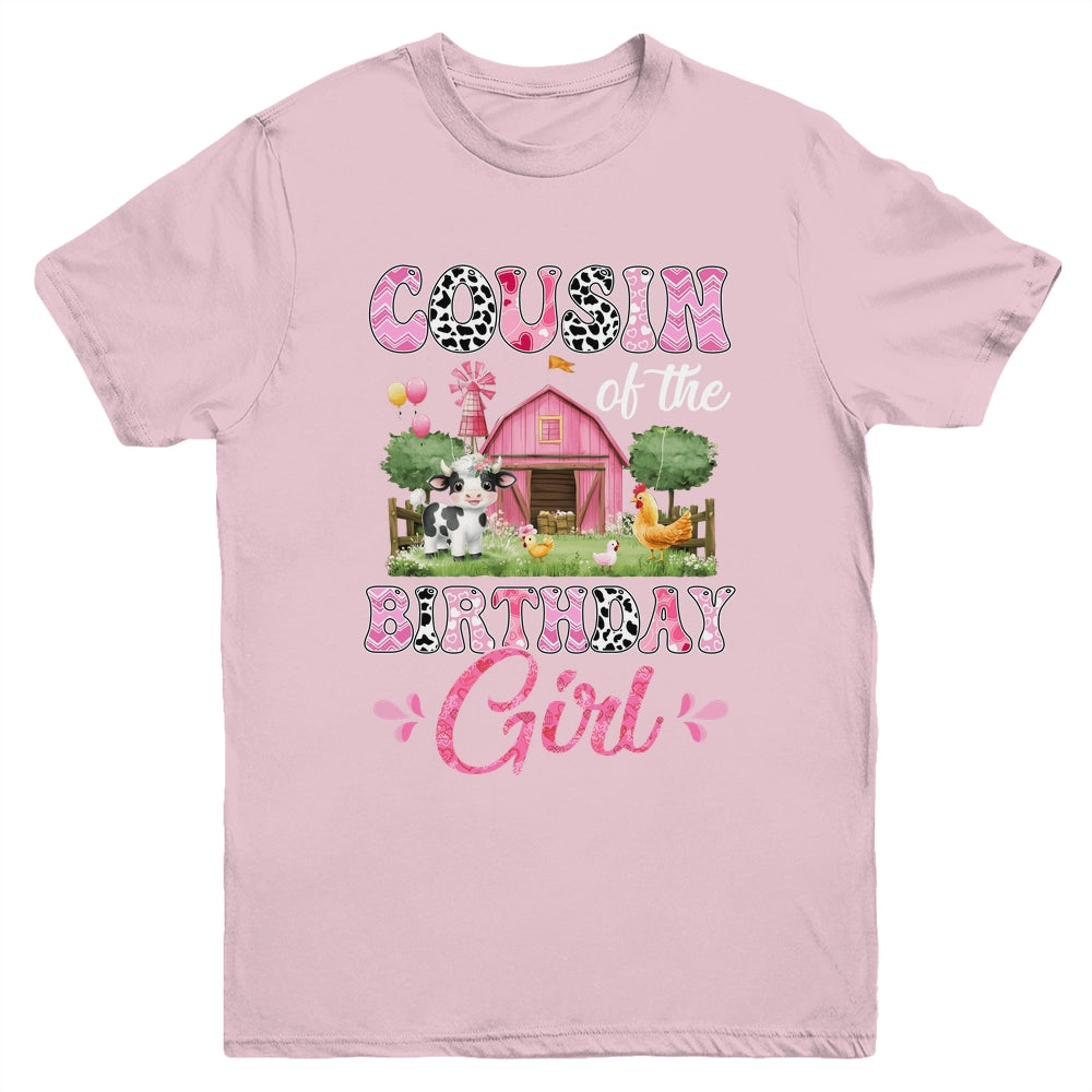 Cousin Of The Birthday Girl 1st Birthday Cow Farm Family Youth Shirt | siriusteestore