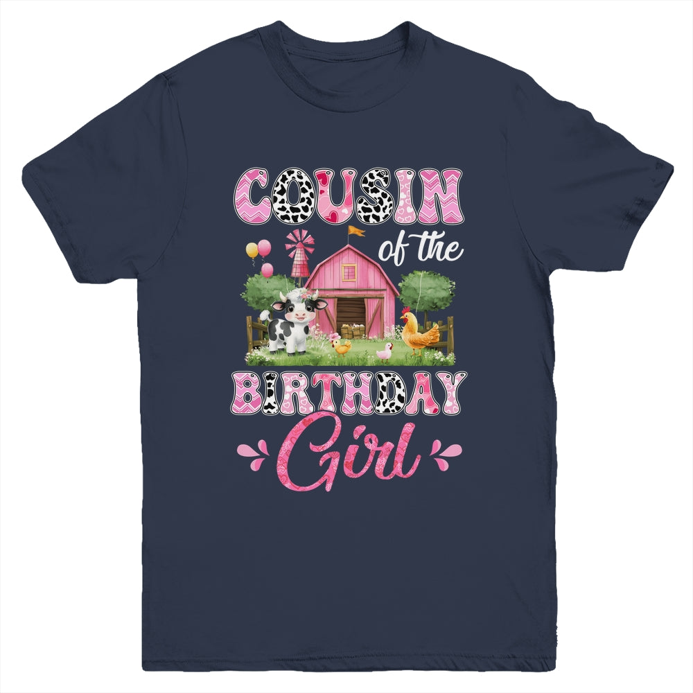 Cousin Of The Birthday Girl 1st Birthday Cow Farm Family Youth Shirt | siriusteestore
