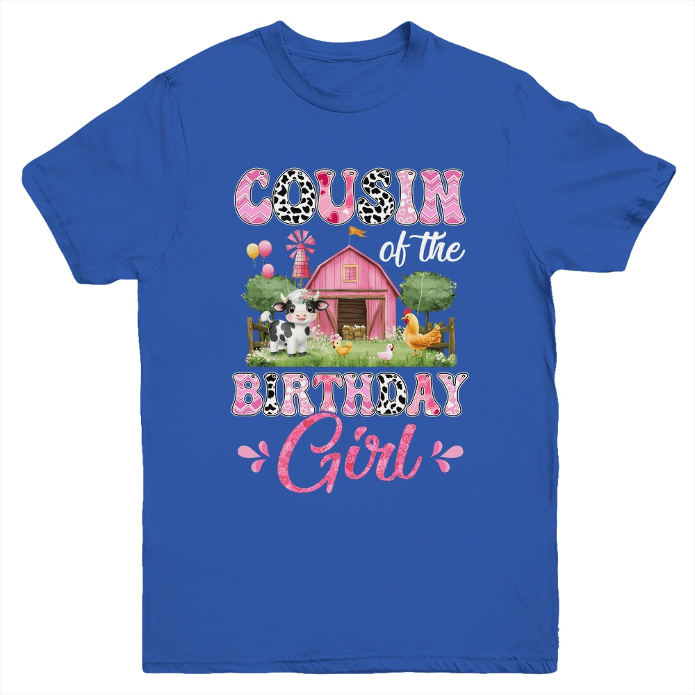 Cousin Of The Birthday Girl 1st Birthday Cow Farm Family Youth Shirt | siriusteestore