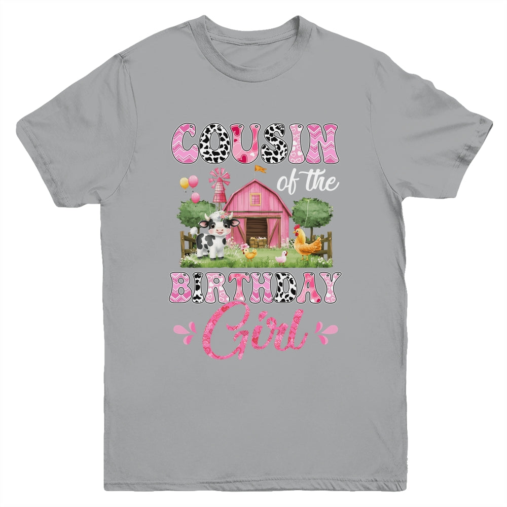 Cousin Of The Birthday Girl 1st Birthday Cow Farm Family Youth Shirt | siriusteestore