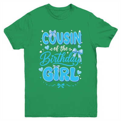 Cousin Of The Birthday Girl Family Coquette Bow Blue Cute Youth Shirt | siriusteestore