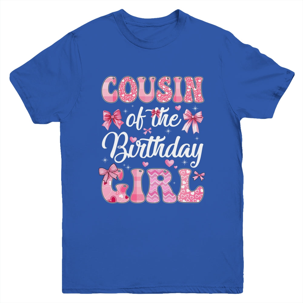 Cousin Of The Birthday Girl Family Pink Coquette Bow Youth Shirt | siriusteestore