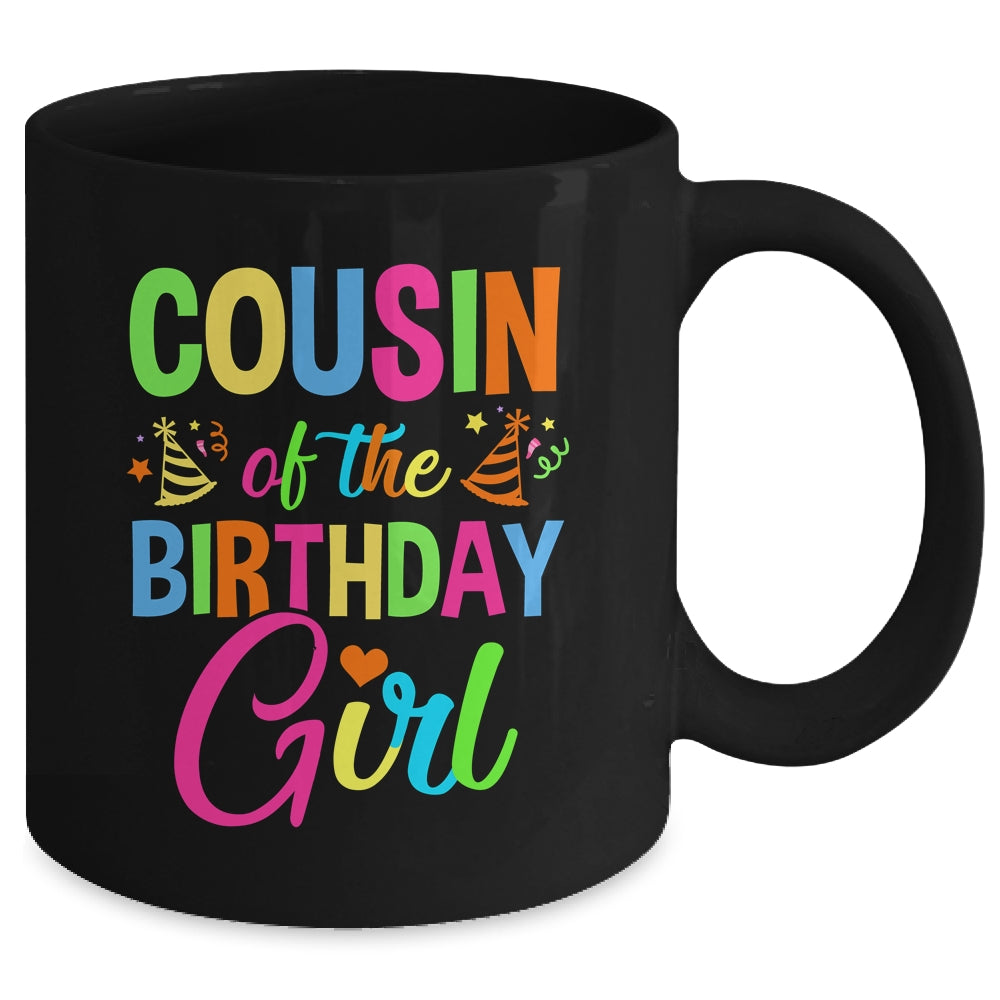 Cousin Of The Birthday Girl Glows Retro 80's Party Family Mug | siriusteestore